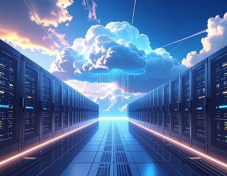 Server room with cloud