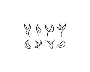 black and white leaf logo design set icon