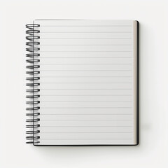 Open Blank Spiral Notebook Top-Down View Isolated on White Background