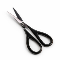 Open Scissors with Black Handles Isolated on White Background
