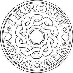 denmark 1 krone coin vector design silhouette