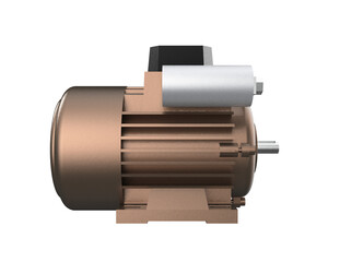 Robust Industrial Electric Motor with Capacitor: High-Resolution 3D Render for Power Generation, Factory Automation, and Heavy Equipment. Isolated PNG for Engineering and Manufacturing Applications.