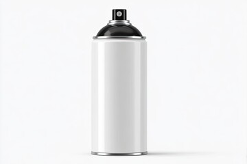 A blank spray paint can, white with black nozzle