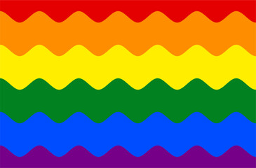 Wavy LGBT Rainbow flag colors pattern vector illustration.Wavy Rainbow flag colors background.