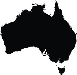 Black silhouette map of Australia vector isolated on white background