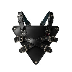 Black leather harness chest rig isolated on transparent background