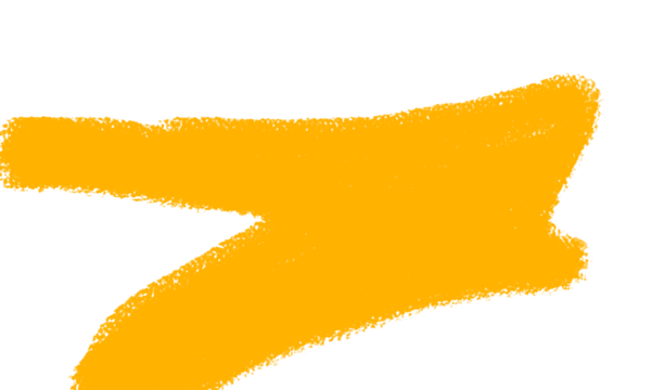 Bright yellow abstract brush stroke shape with jagged edges on a contrasting background for creative design projects and visual accents isolated on transparent background