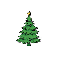 Festive Christmas Tree Vector Illustration with Golden Star Decoration 2025 Design
