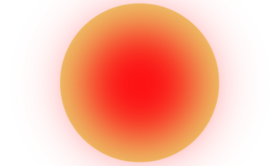 Abstract gradient circle with red orange hues emitting warmth and energy for digital art and design projects isolated on transparent background
