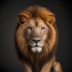 Fototapeta premium Lion King of forest Powerful wild animal sharp eyes Lion roar