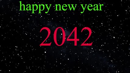 Happy New Year 2042 red particle bokeh black background new year resolution concept 4k motion video.