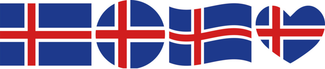 Obraz premium Iceland flag illustrator country flags symbol National Collection International Set