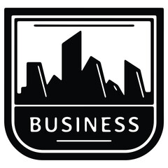 Fototapeta premium Business logo with cityscape silhouette in modern black and white design