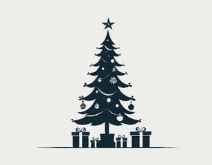 Naklejka premium Christmas tree with gifts silhouette design isolated