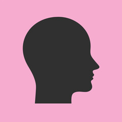 Simple black silhouette profile of human head iconic simple iconography for branding and design