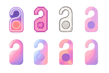 Creative Icons_ Do Not Disturb. Creative Styles set of icons in gradient flat : neon glowing do not disturb, pixel art do not disturb, hand-drawn