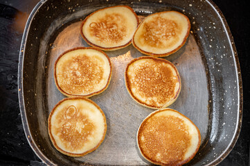 Homemade Pancakes on Frying Pan