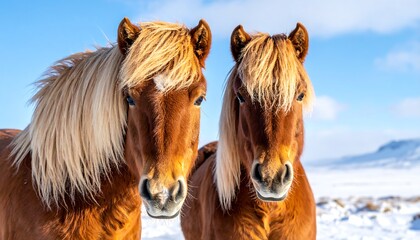 Two horses in snowy landscape