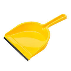 Bright Yellow Dustpan for Home Cleaning Plastic Handheld Tool Domestic Chores Household on transparent background