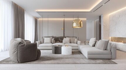 minimalist living room interior soft neutral palet
