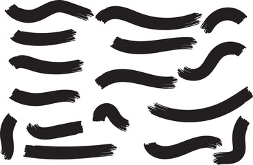 Set of Black Brush Strokes on White