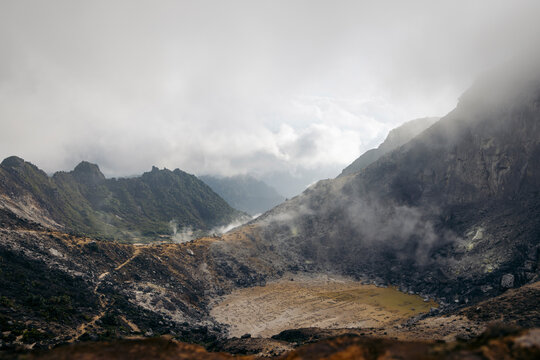 Mount Sibayak, a volcano in Kato Regency, Sumatra, Indonesia