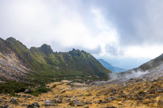 Mount Sibayak, a volcano in Kato Regency, Sumatra, Indonesia