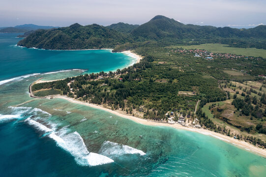 Aerial view of Lhoknga beach in Aceh, Sumatra, Indonesia