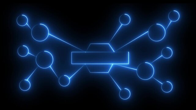eon box and neon circle anima. Multi function for Agentic AI technology motion background. Multi agent AI systems, Automate daily Tasks Smart AI solutions improve efficiency, 4k animation video...