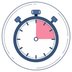 Clean graphic stopwatch icon displaying a quarter of time highlighted in pink for duration measurement