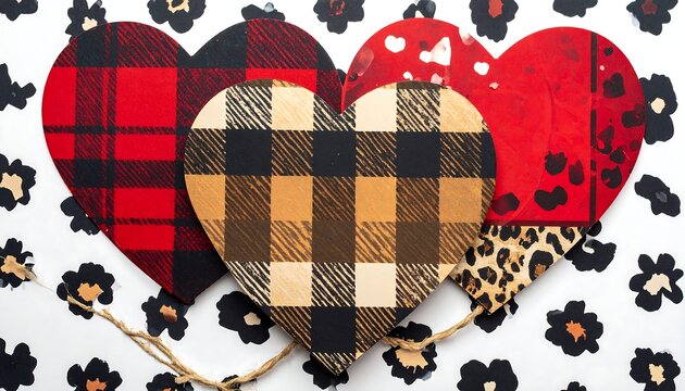 Three hearts on leopard print