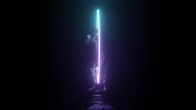 3D-animation. Myron, the discus thrower, a statue with LED lights.