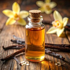 Vanilla extract in a glass bottle