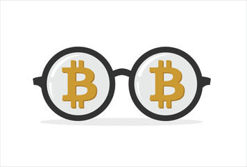 icon vector template design element Bitcoin whale or anonymous rich with bitcoin crypto trading, luxury nerd glasses with valuable Bitcoin symbols.