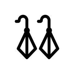 Illustration of two diamond shaped earrings with hooks in black and white minimalist design style vector art