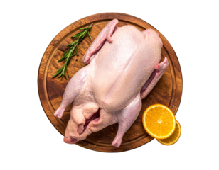 Rustic Culinary Flat Lay with Duck and Herbs