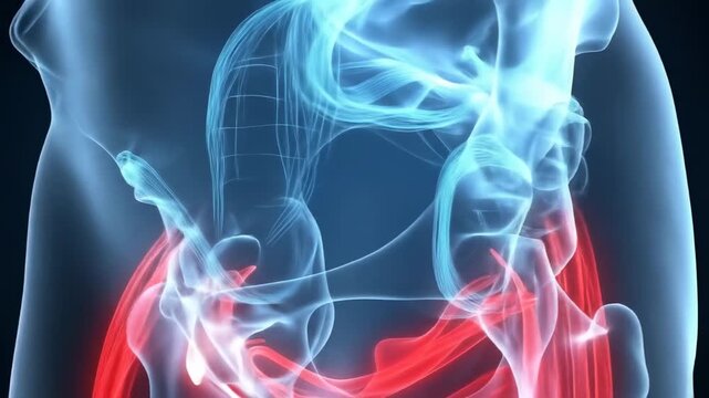 3D Rendered Anatomy: Hip and Pelvis Structure Visualization