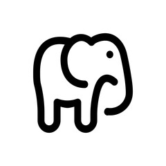 Illustration of a simple black outline of an elephant with a visible eye on a white background art