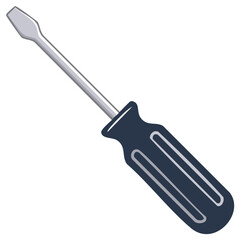 Fototapeta premium Illustration of a flathead screwdriver with a gray shaft and blue handle