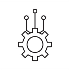 Technology development icon, system integration, software business, technical support,  innovation concept, gear.
