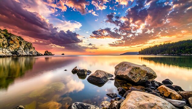 Serene lake sunset vista (1)