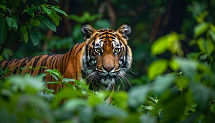 Fototapeta premium Tiger in dense jungle