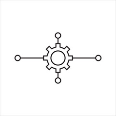 Technology development icon, system integration, software business, technical support,  innovation concept, gear.
