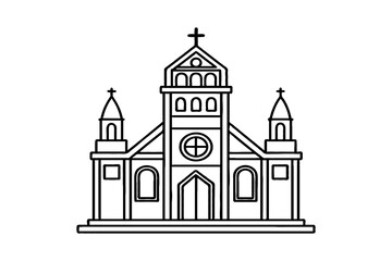 Ornate church building with cross and arched windows architecture religious