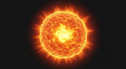 Naklejka premium Detailed 3D fireball PNG image with glowing aura, isolated.