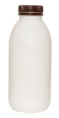 White plastic bottle with milk on a white background. Isolate bottles