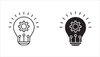 Technology development icon set, system integration, software business, technical support,  innovation concept, gear.