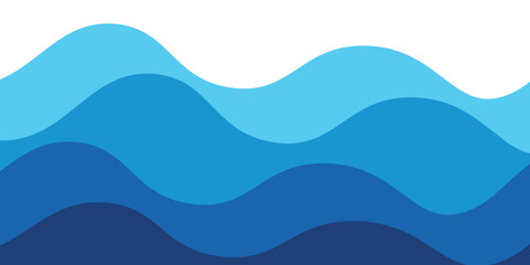 Seamless sea waves layered vector background. Blue ocean waves. Water wave pattern design.