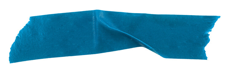 A piece of crumpled insulating tape on a white background. Blue insulating electrical tape.