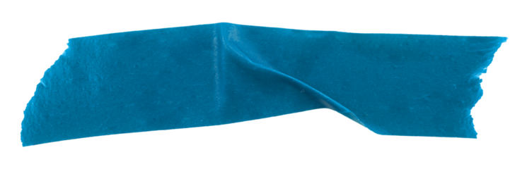 A piece of crumpled insulating tape on a white background. Blue insulating electrical tape.